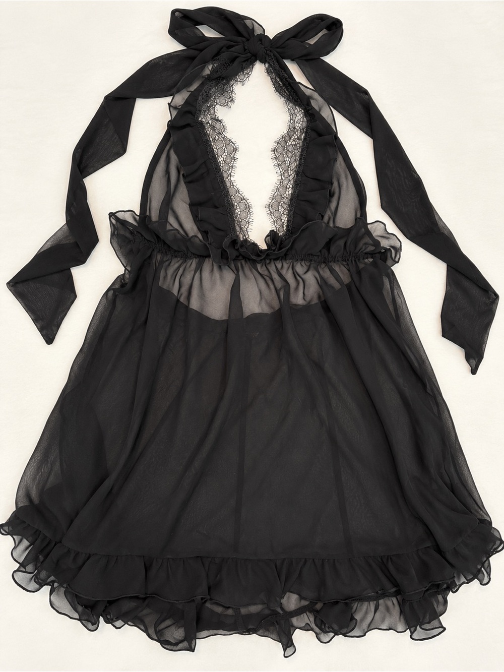 Victoria’s Secret 2013 Black Sheer Lace Babydoll Lingerie Set S/P